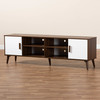Baxton Studio Quinn White and Walnut Finished 2-Door Wood TV Stand 159-9861
